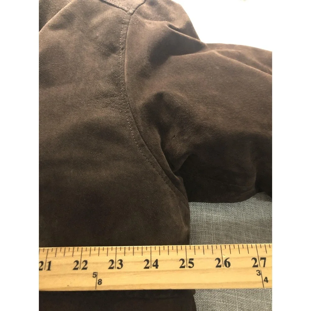 Atlantic Beach Coat Mens Large Brown Suede Leather Sherpa Lined‎ Button Front